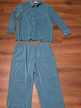 Dressbarn Teal Women's jacket and pants set 1X